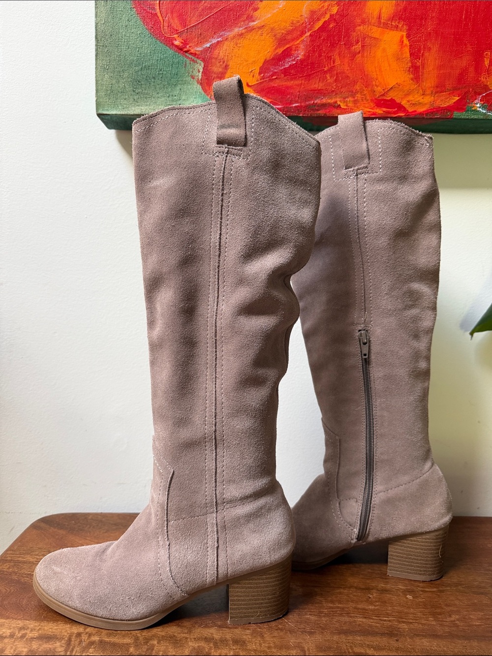 White Mountain Over-the-Knee Suede Boots in Taupe Suede